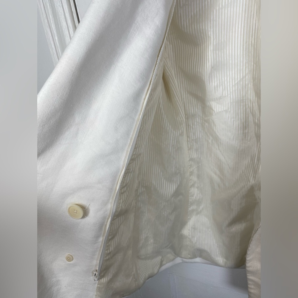 Veronica Beard Braeton Cream & Beige Double-Breasted Linen Dickey Blazer - Picture 8 of 10